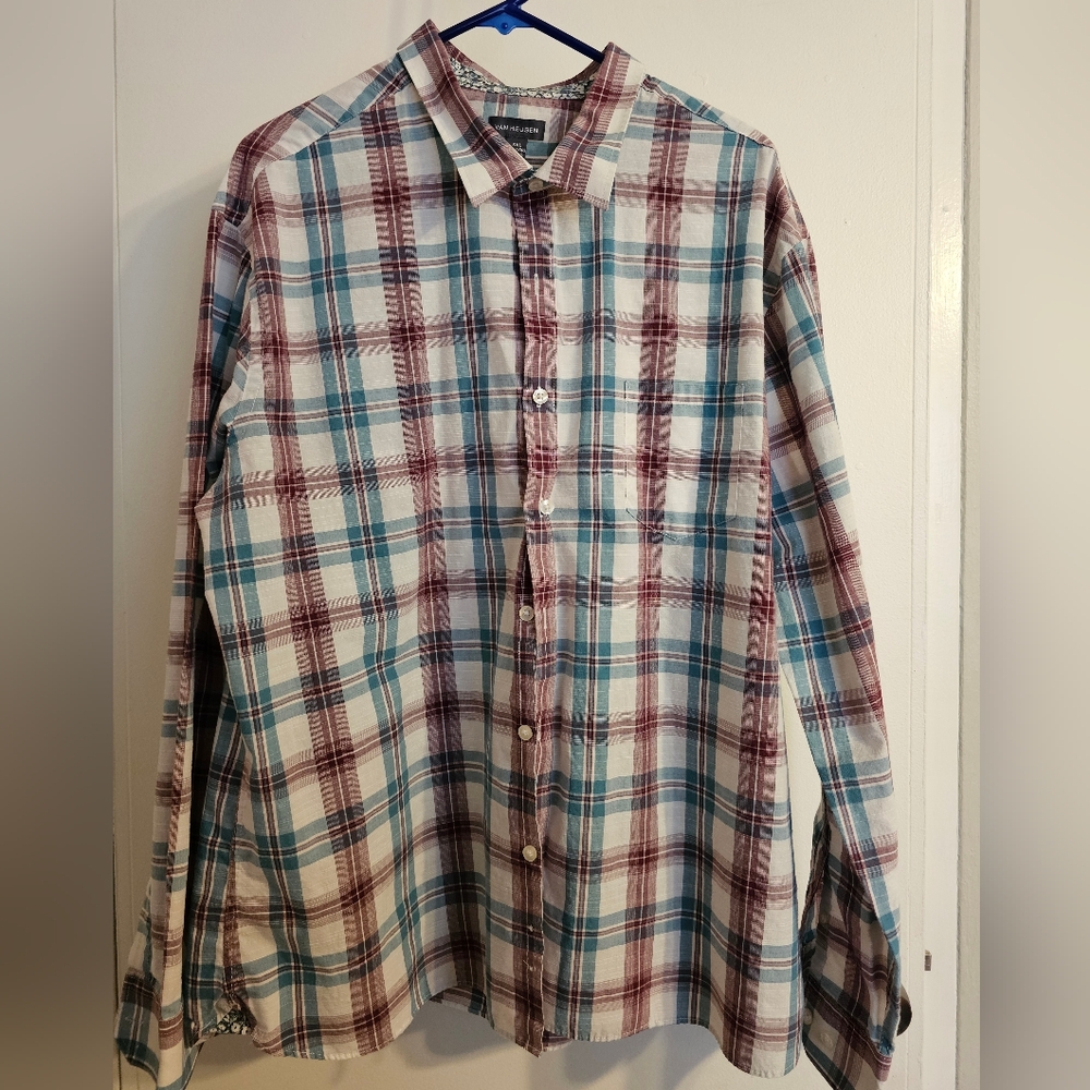 Van Heusen Men's Plaid XXL Shirt Slim Fit Like New